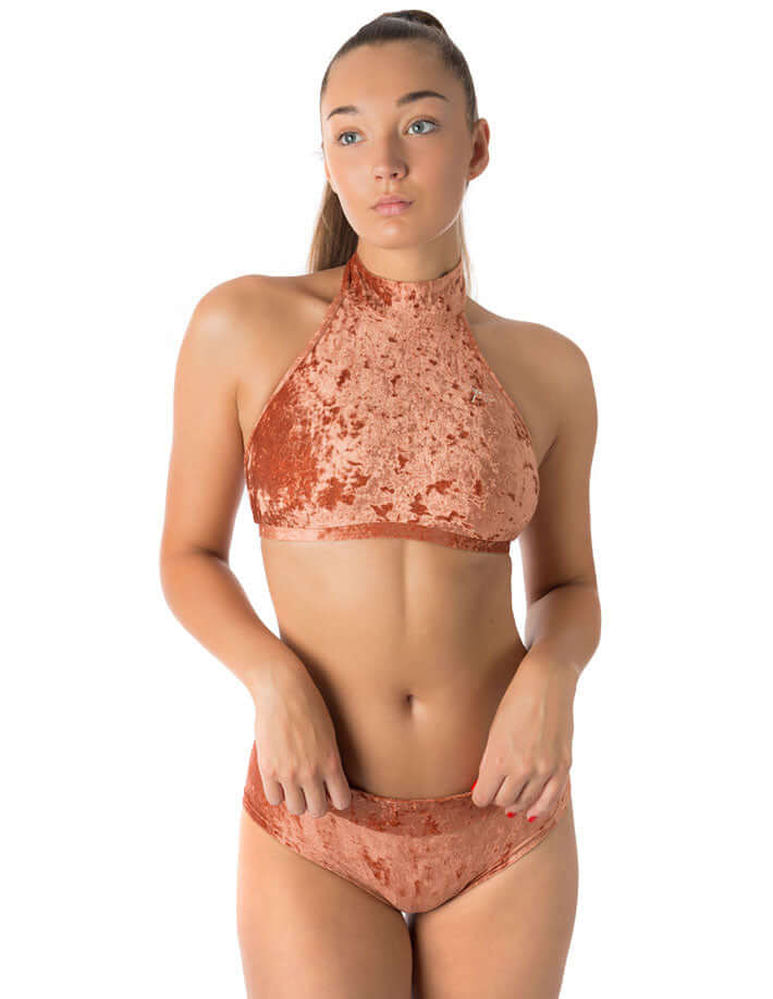 Velvet halter top sports bra - Lisette-4