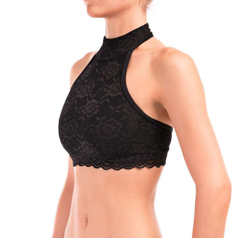 Halter neck sports bra with lace - Lisette-5
