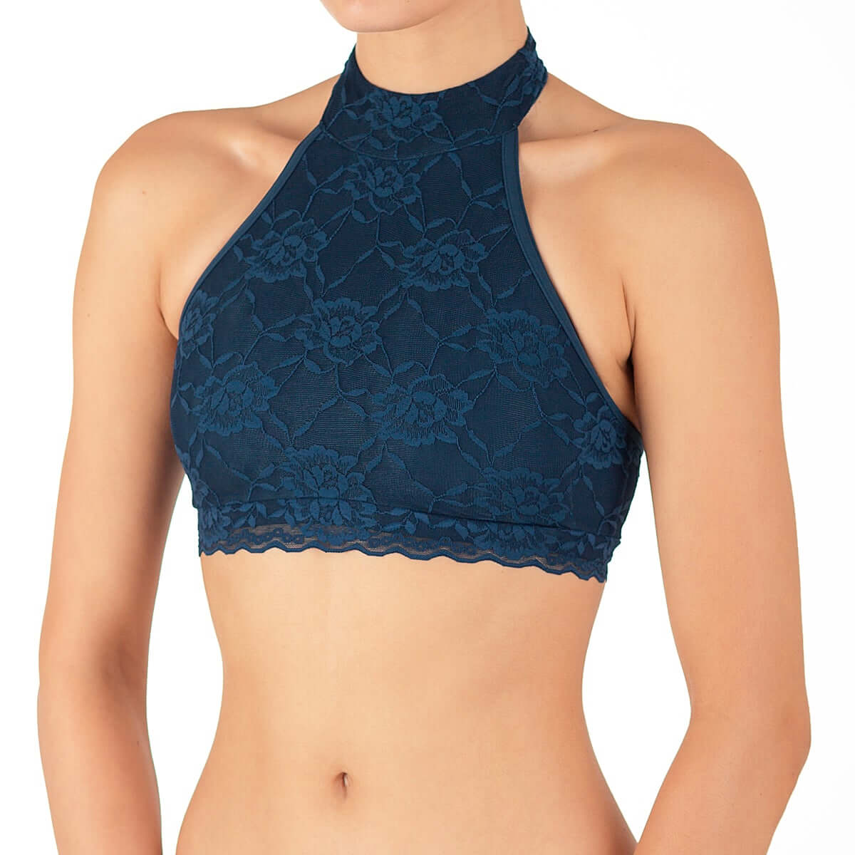Halter neck sports bra with lace - Lisette-6