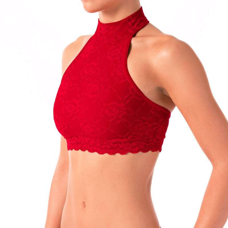 Halter neck sports bra with lace - Lisette-2